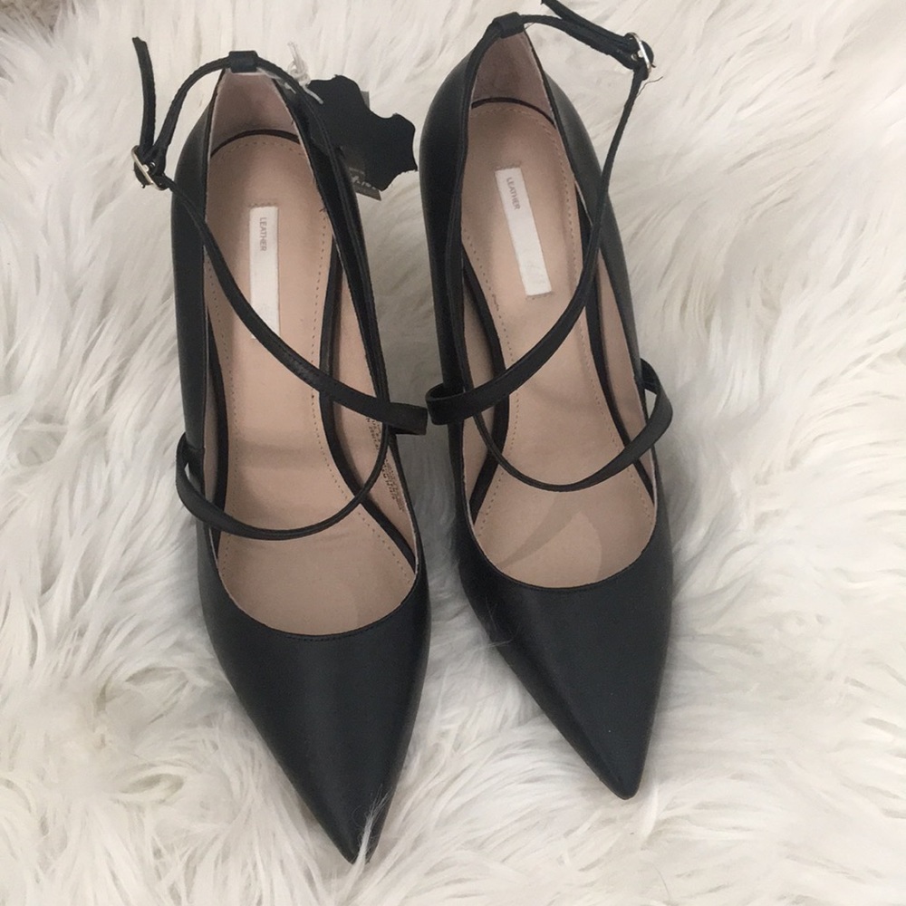 H&M genuine leather pointy heels NWT 8.5 black